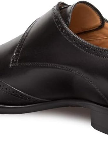 -  - Men's Wing Tip Monk Strap - Hand-Burnished European Calfskin with Saddle Shoe Accents - Handcrafted in Spain