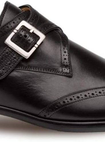 -  - Men's Wing Tip Monk Strap - Hand-Burnished European Calfskin with Saddle Shoe Accents - Handcrafted in Spain