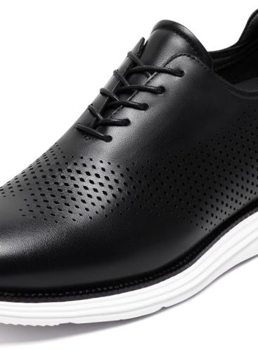 Men's Height Increase Shoes - Built-in Custom Lift Insole, Full-Grain Leather Comfortable and Breathable, Business Casual Elevator Shoes - Height Increasing 2.36-2.76 Inches