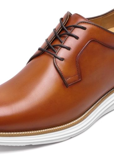 Men's Height Increase Shoes - Built-in Custom Lift Insole, Full-Grain Leather Comfortable and Breathable, Business Casual Elevator Shoes - Height Increasing 2.36-2.76 Inches