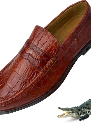 Men’s Alligator Slip-On Loafer Custom Penny Loafer Moccasin Driving Shoes Flats Boat Shoes Oxford Comfortable Crocodile Leather Belly Hornback Business Formal Shoe Handmade Vietnamese